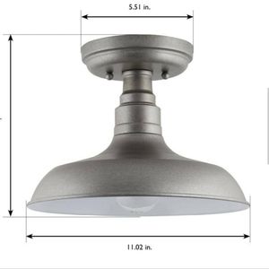Kimball 11 in. 1-Light Antique White Semi-Flush Mount Ceiling Light
